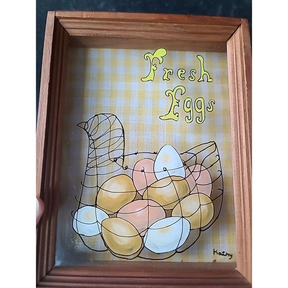 Vintage Framed Glass Fresh Eggs Wall Art - Picture 3 of 10